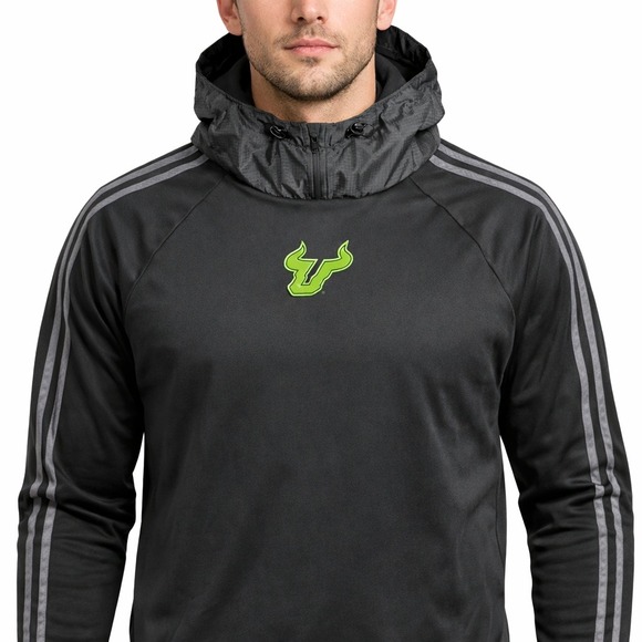 Adidas USF South Florida Bulls COLD.RDY Hoodie Mens XL Black Neon Green Logo - Picture 2 of 10